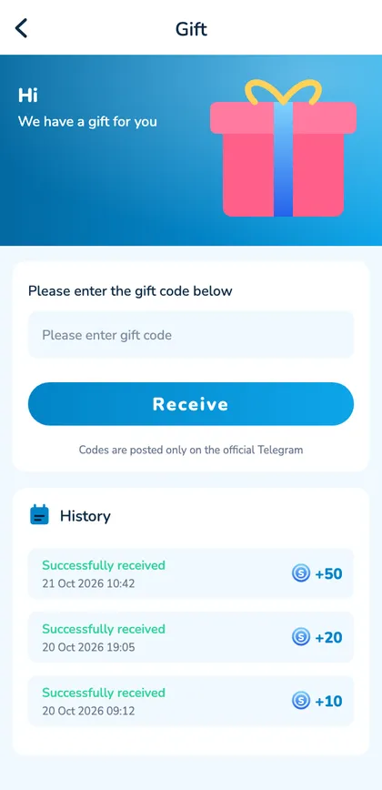 Sagar Club gift code page